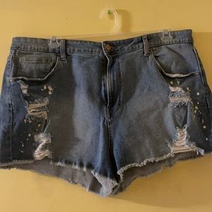 High waisted jean shorts